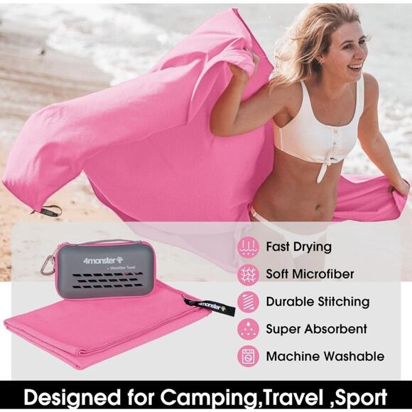 4Monster Towels Super Absorbent, Fast Drying Microfiber Travel Towel 47”x23” - Picture 2 of 5